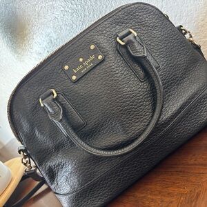 Kate Spade Black Pebbled Leather Satchel with Gold Hardware
